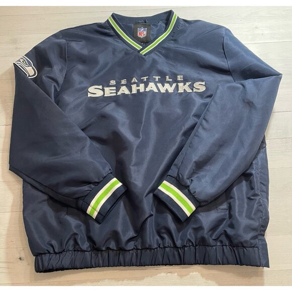 Men's Seattle Seahawks Starter College Navy/White Pullover jacket XL‎ - Picture 1 of 5